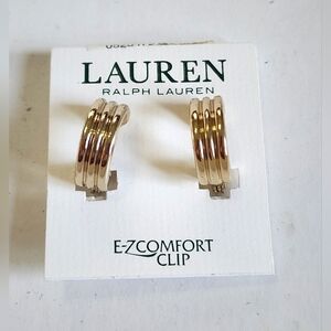 NWT Lauren Ralph Lauren Gold Hoop Clip-On Earrings